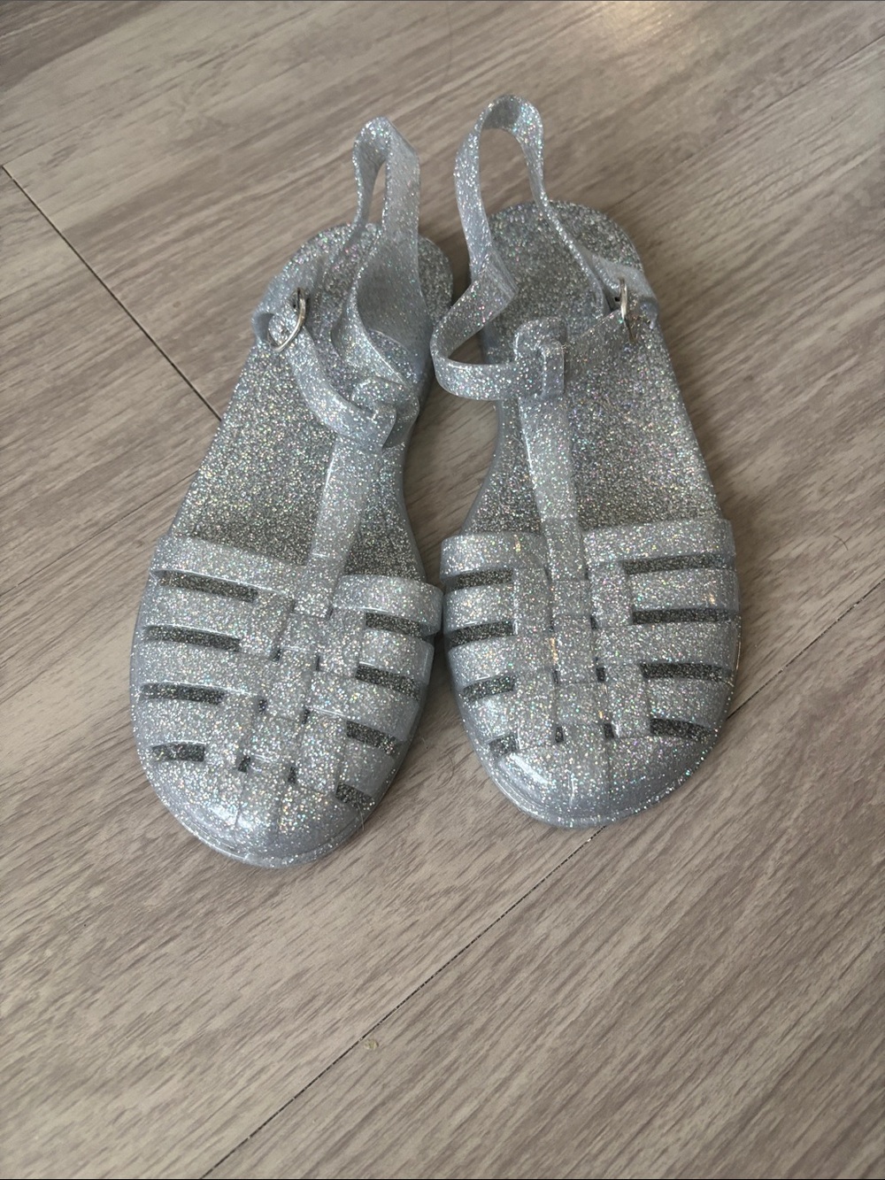 Old Navy Silver Glitter Jelly Sandals for Kids